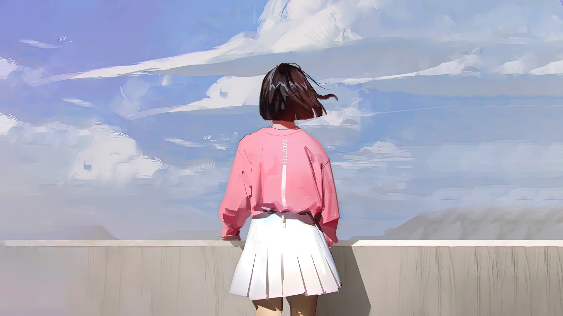 少女看云
