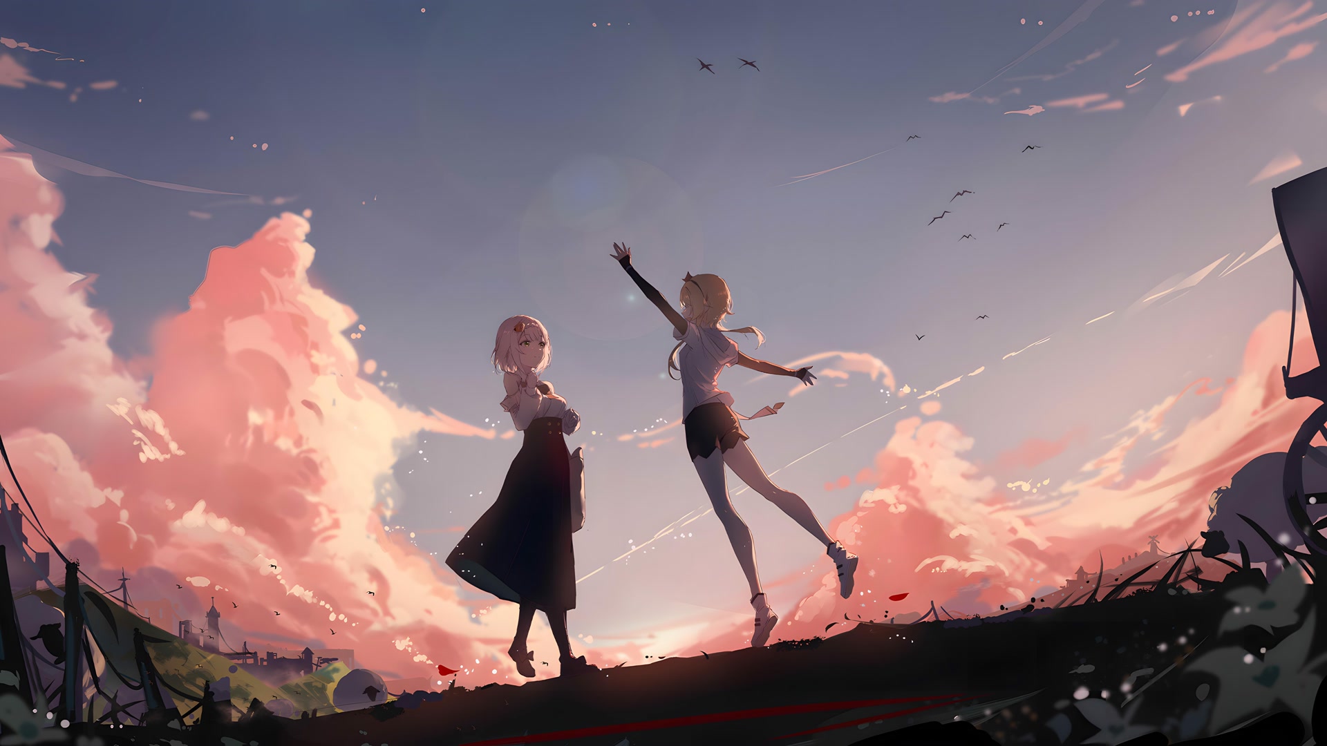 少女跃向云端