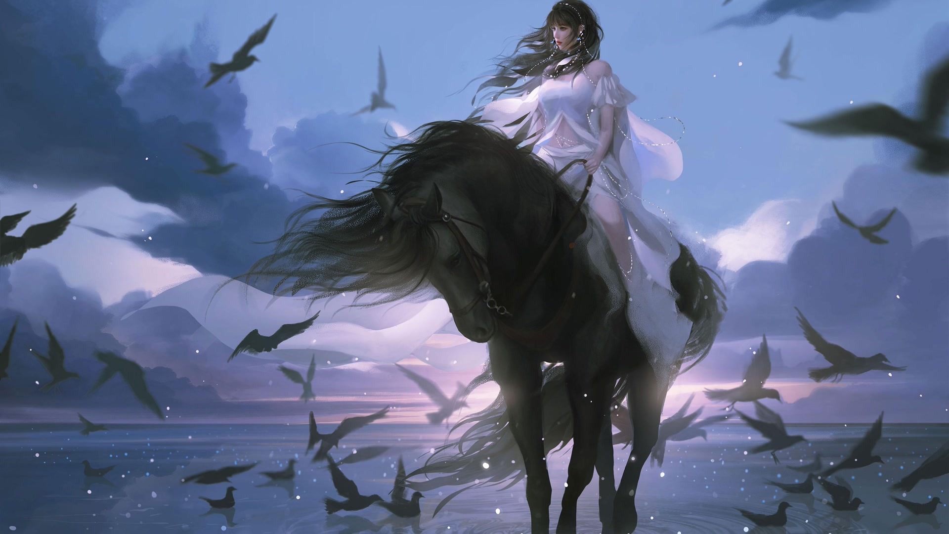 少女骑马逐云