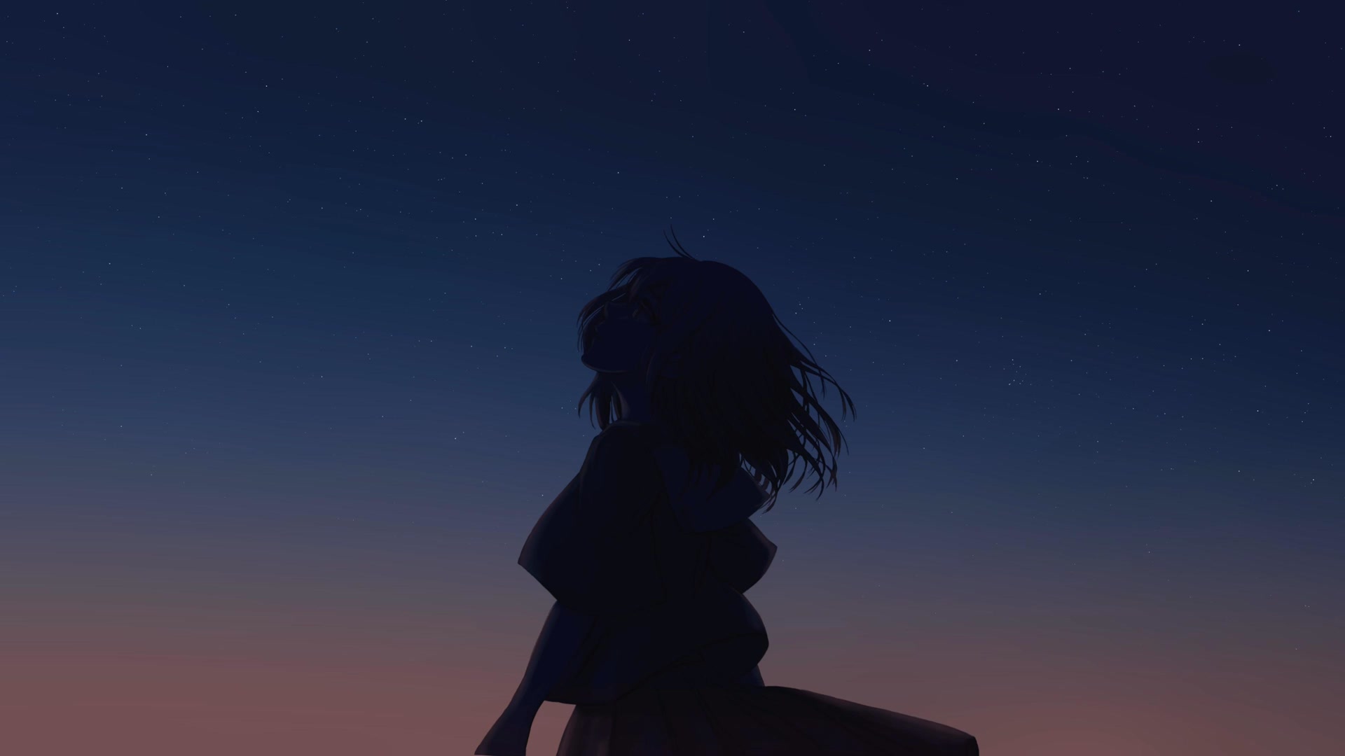 星空下的女子