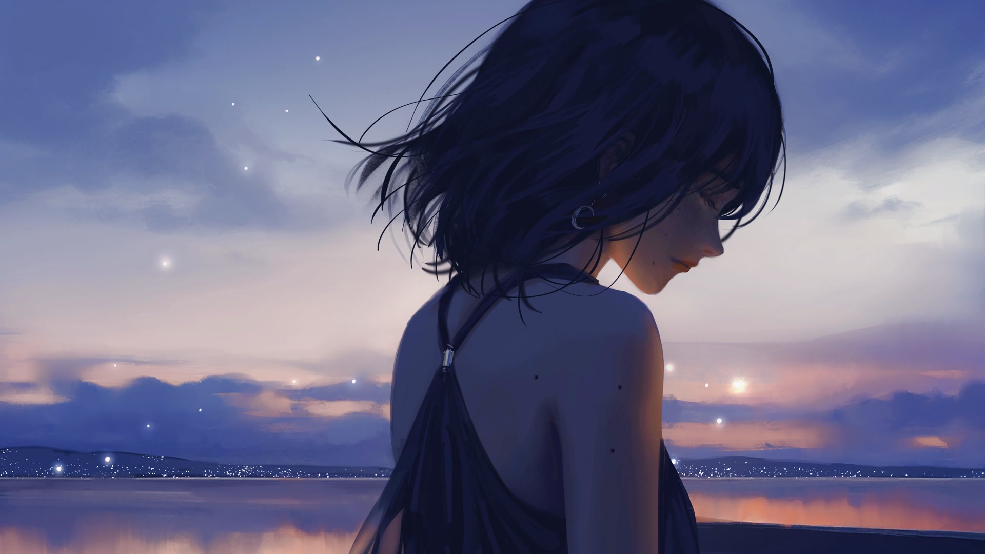 星空下的少女