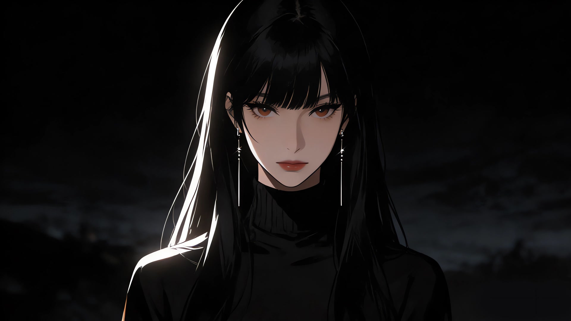 暗夜红唇少女