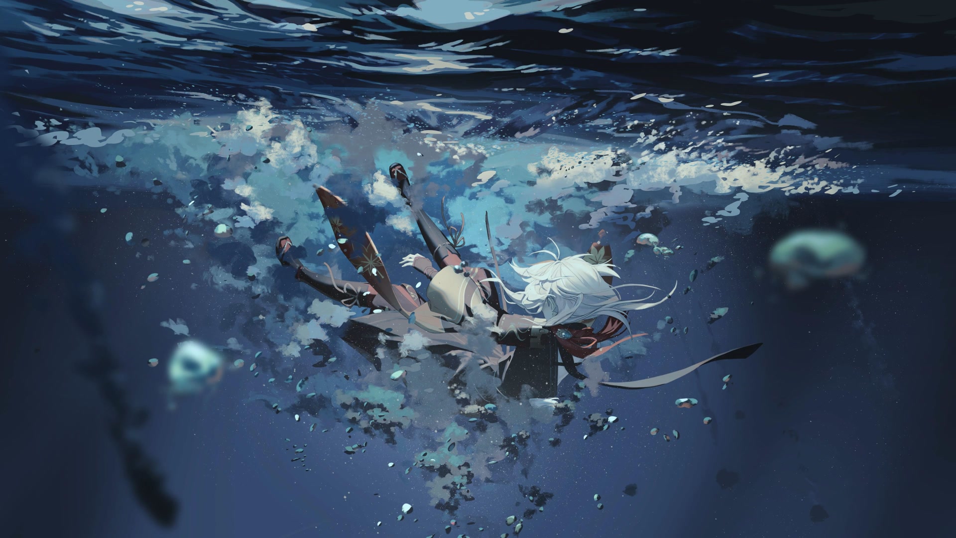 深海白发的少女