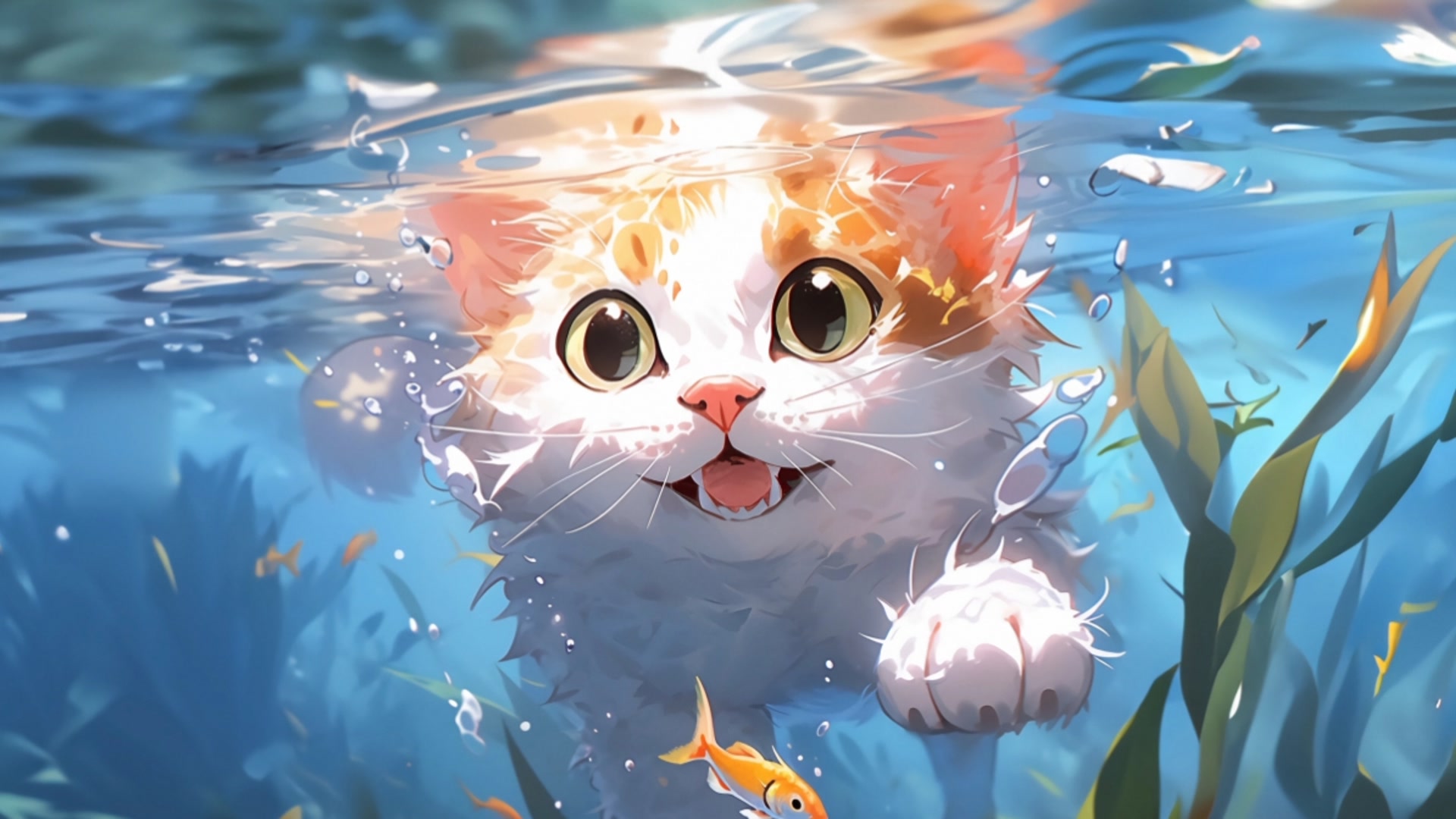 猫咪水下探鱼