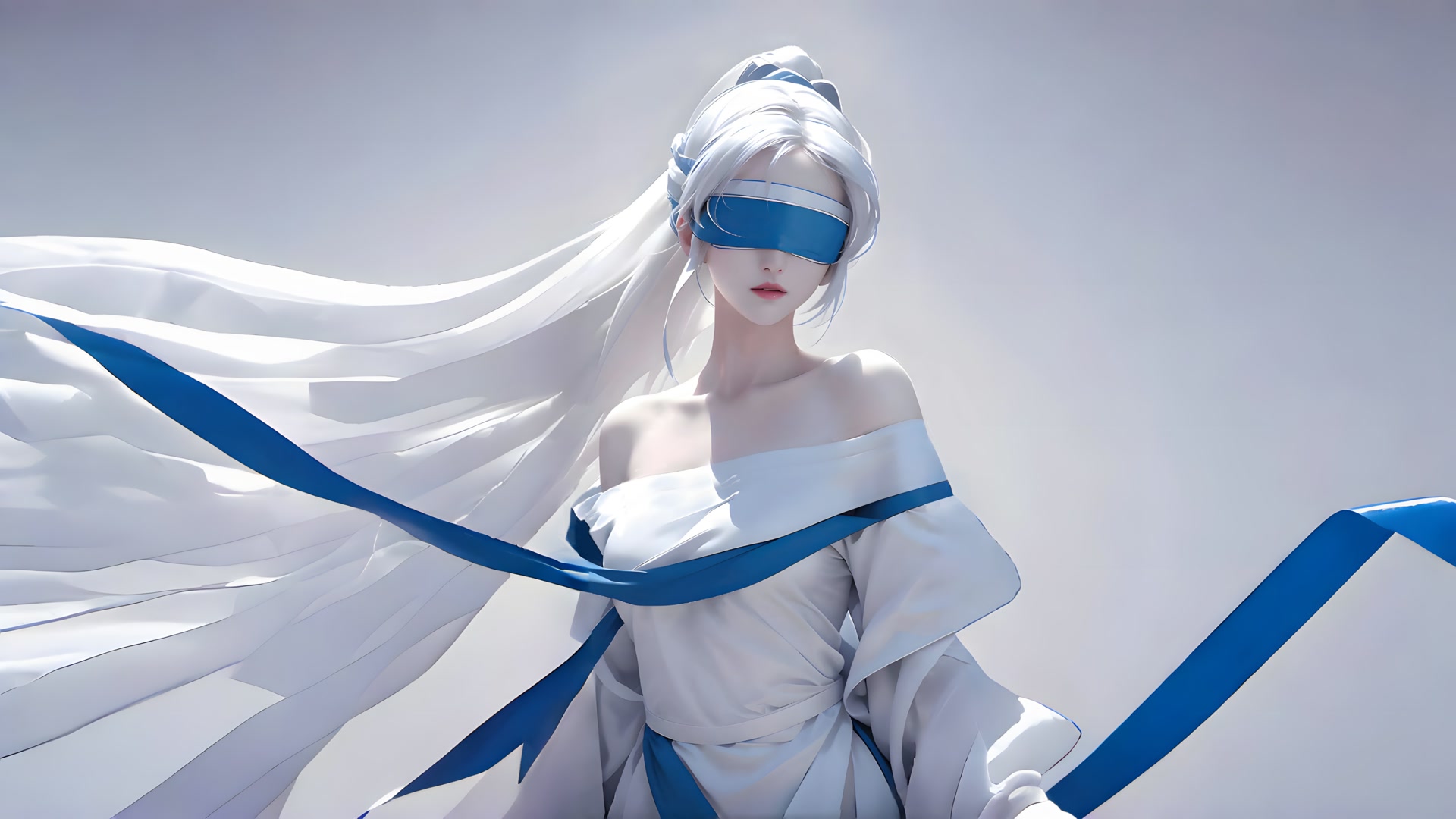 白纱蓝带少女