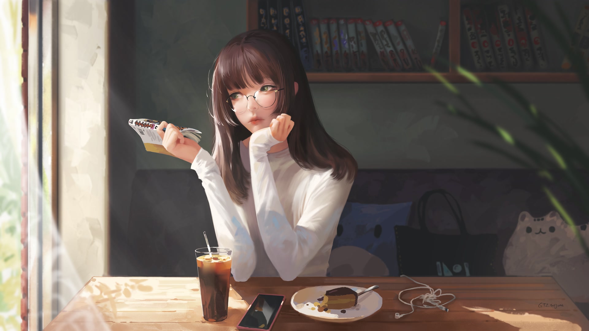 窗边看书少女