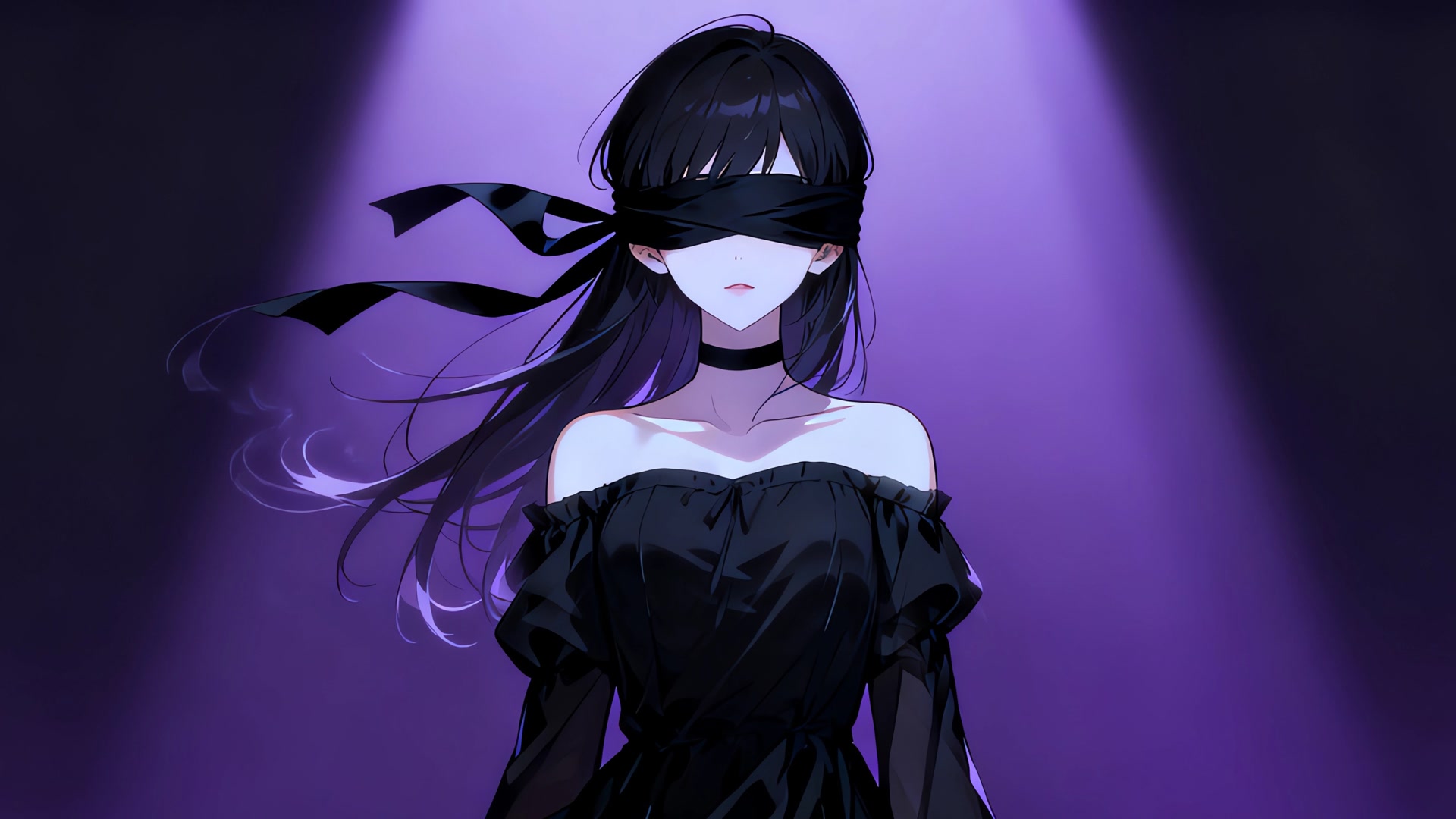 紫幕黑裙少女