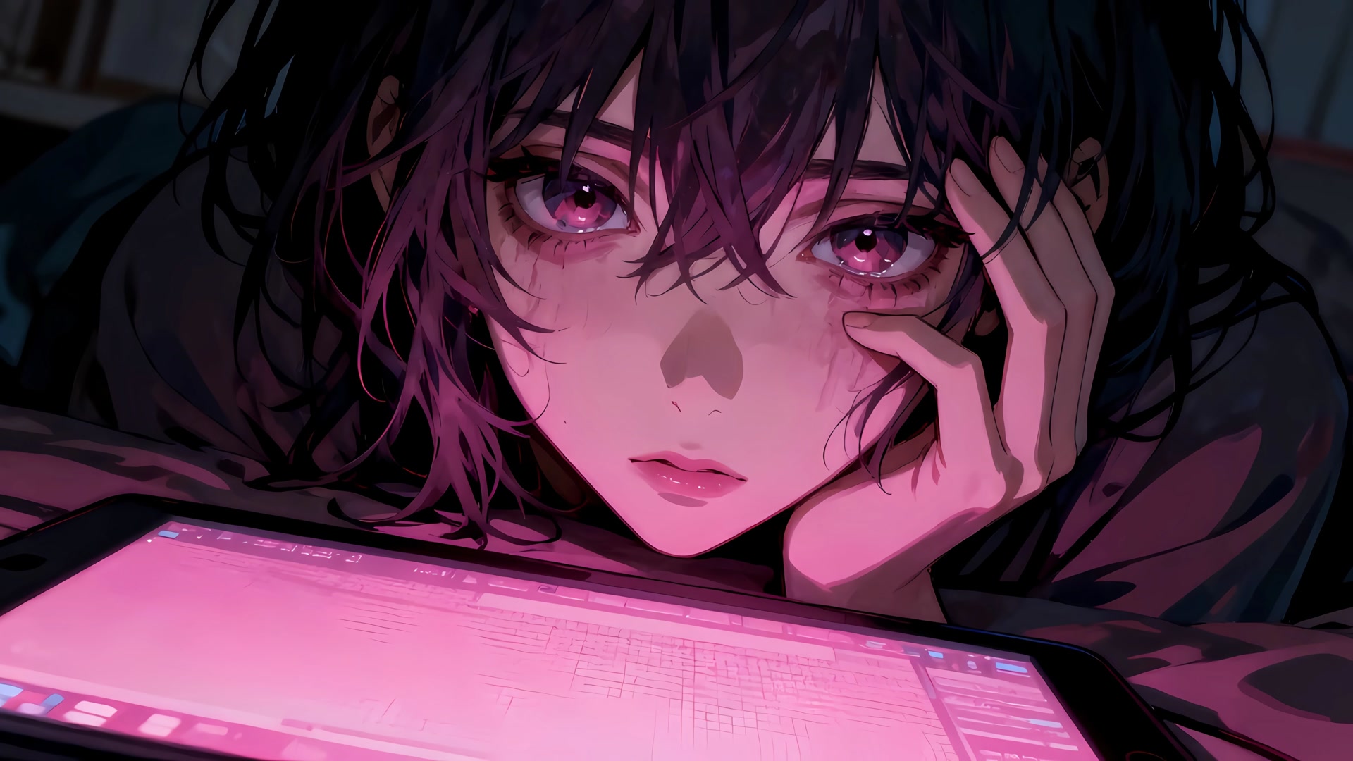 紫眸少女凝视