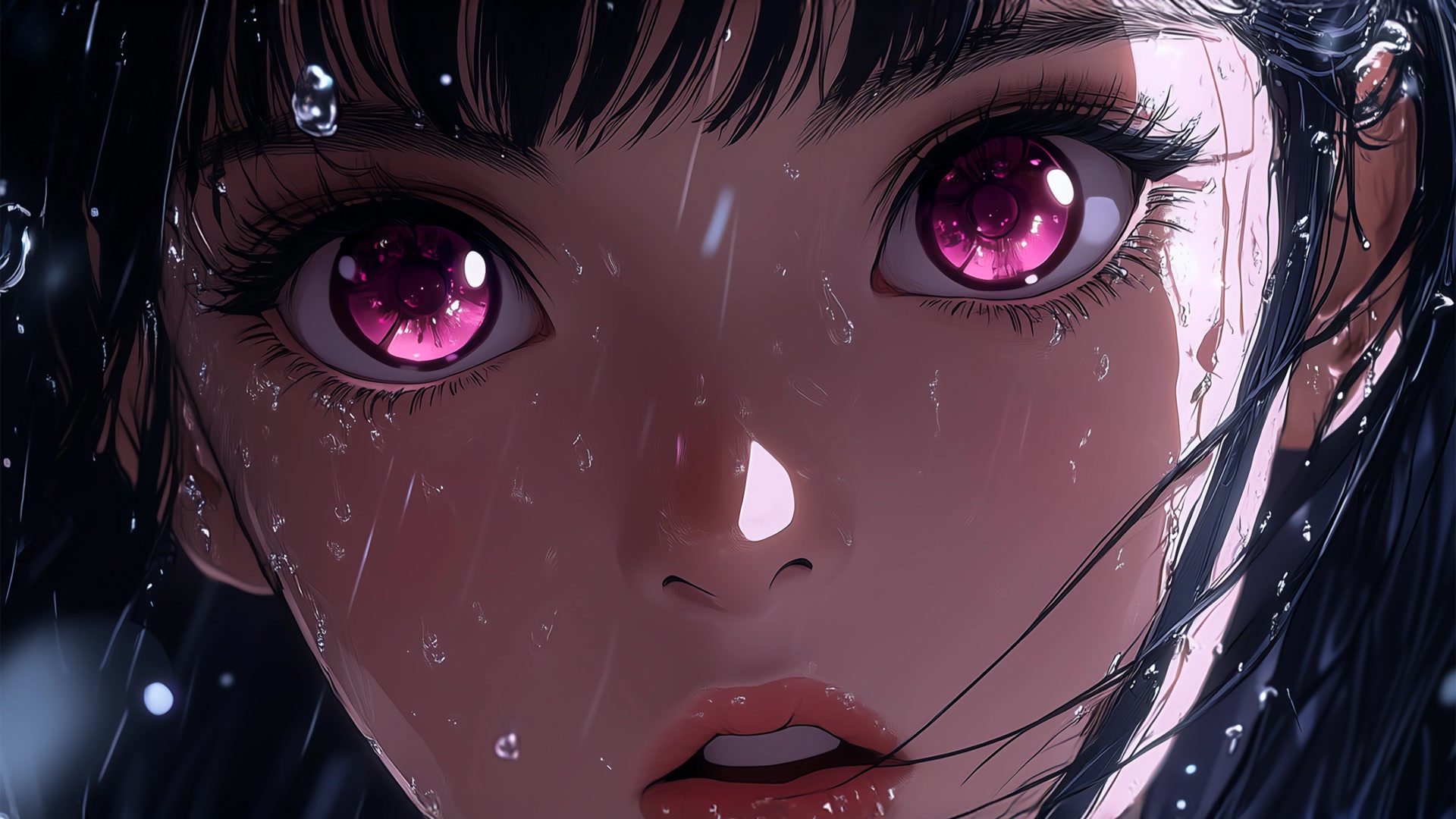 紫眸少女凝雨