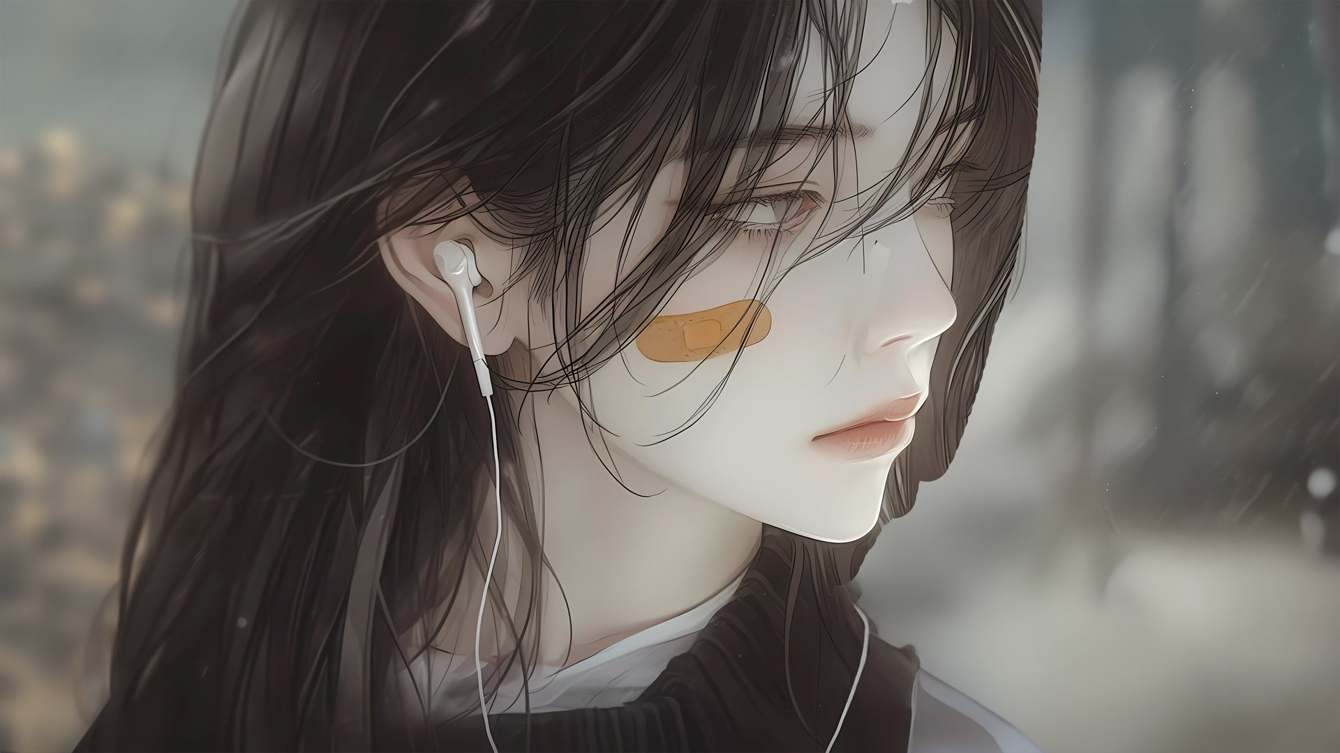 耳机少女侧颜