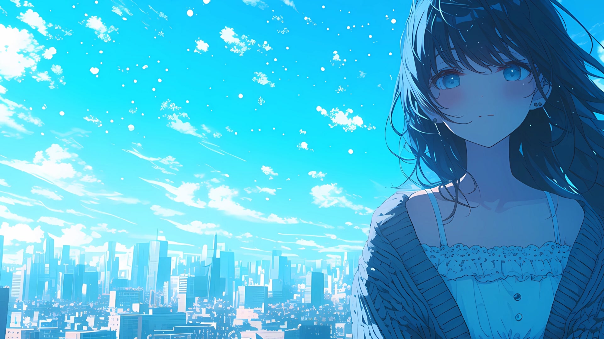 蓝空少女凝望
