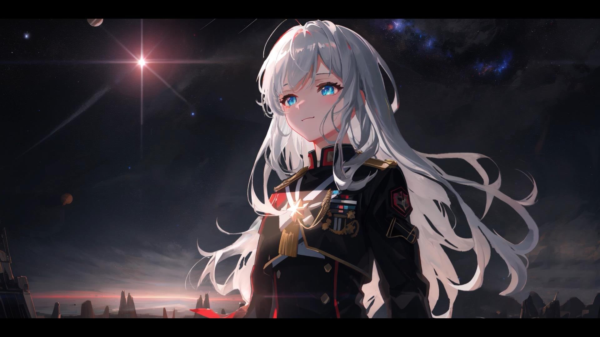 银发少女星空