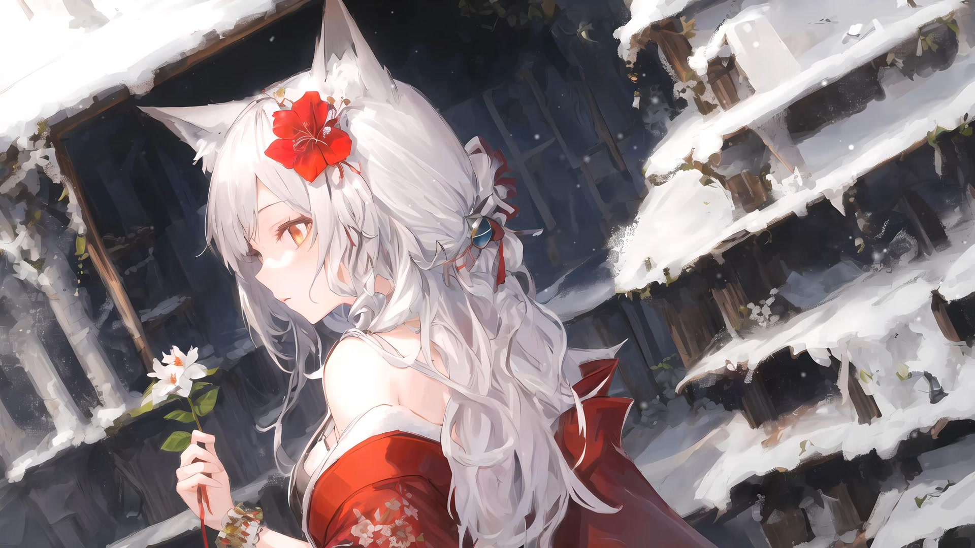 雪夜红樱少女