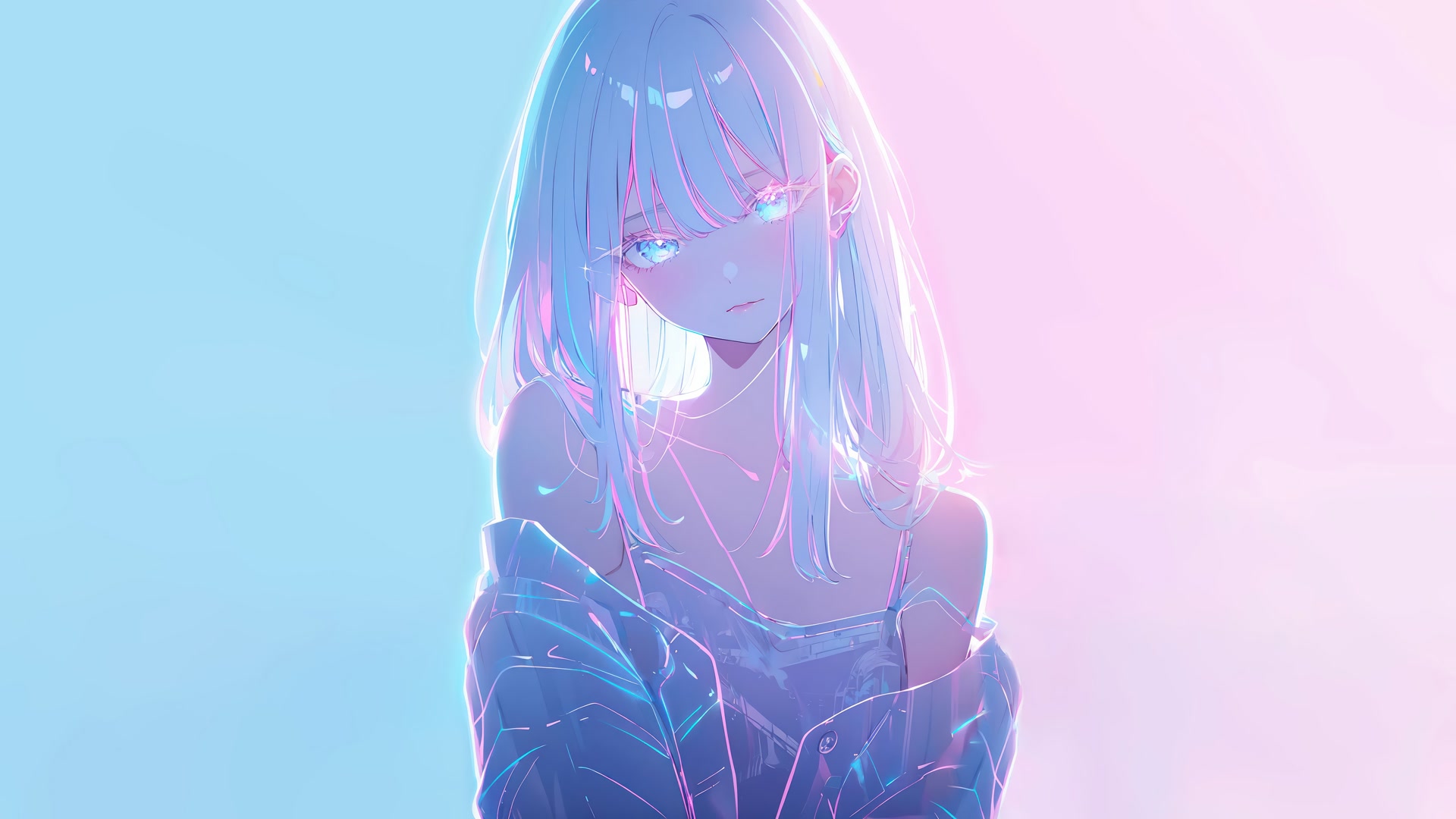 霓虹少女凝视