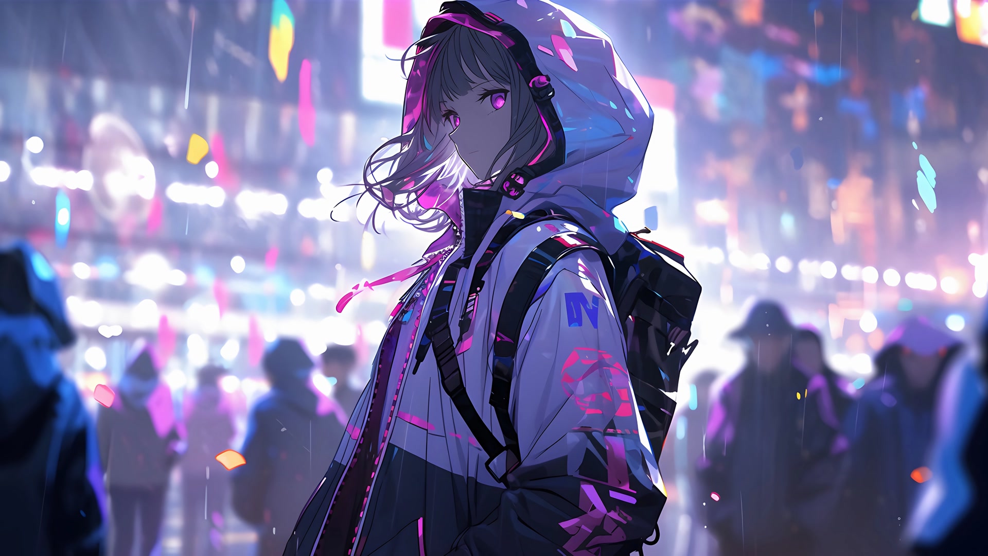 霓虹雨夜少女
