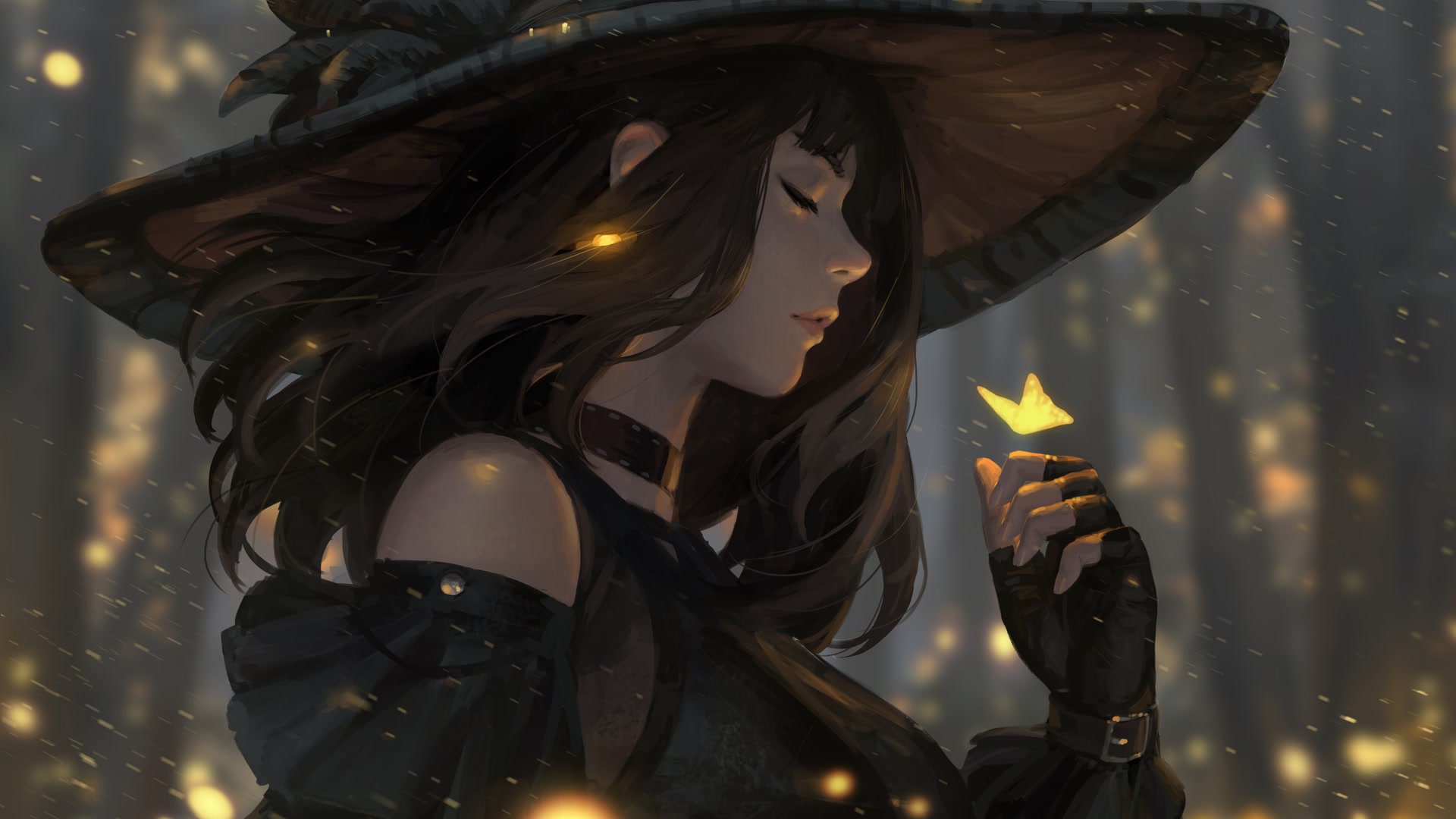 魔女轻抚蝴蝶