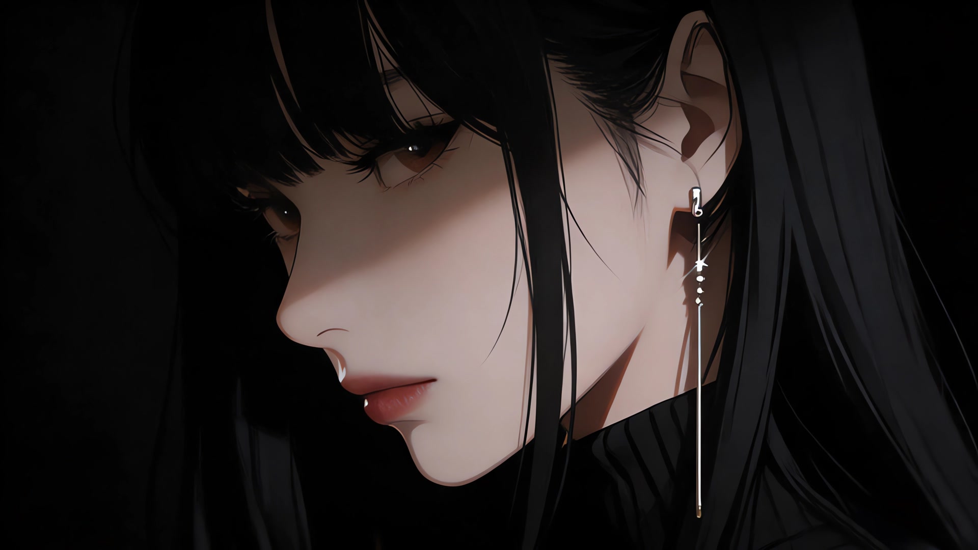 黑发少女侧颜