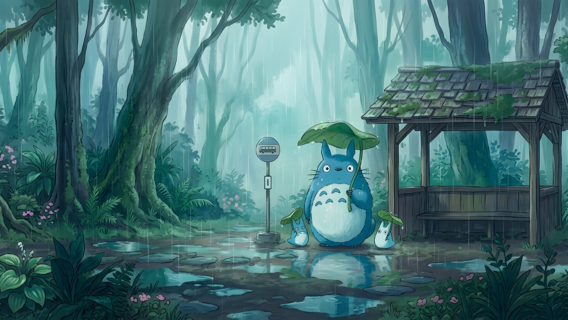 龙猫雨停等车