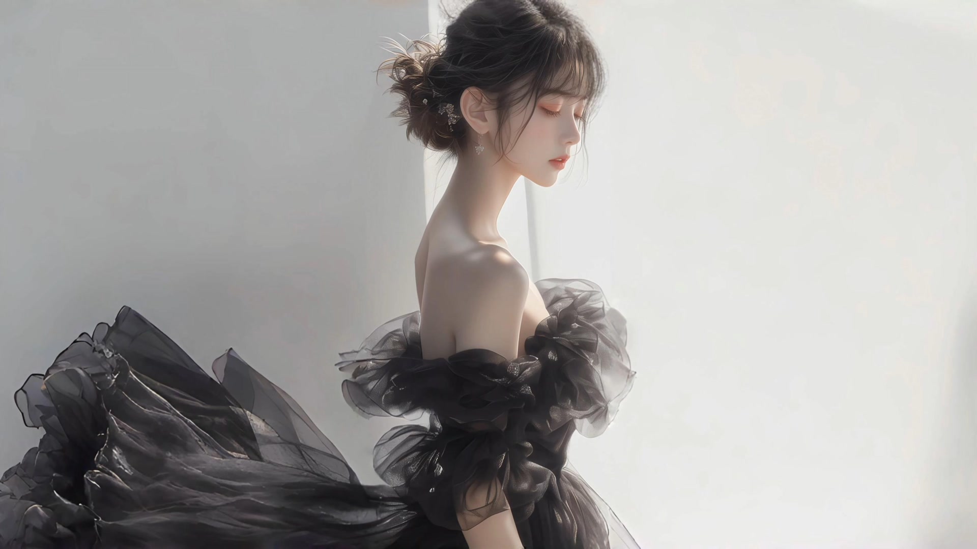 优雅黑纱少女
