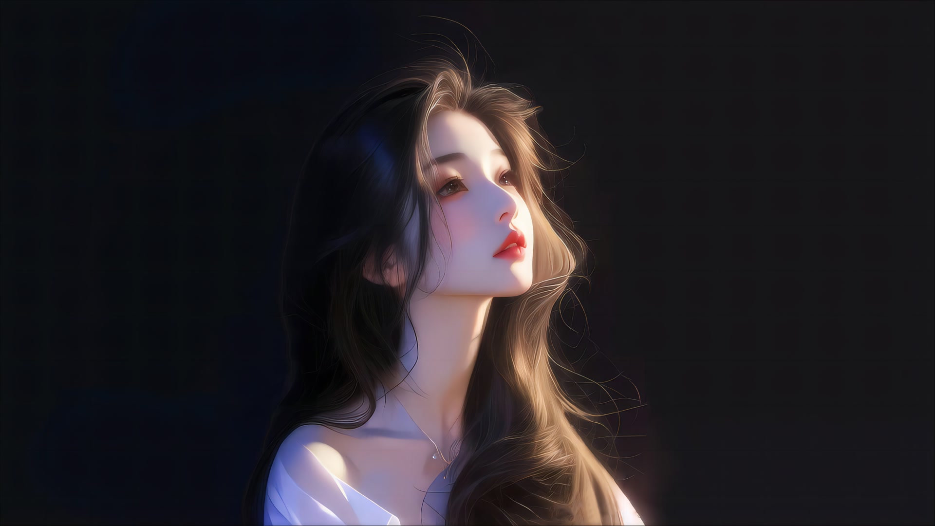 光影下的少女