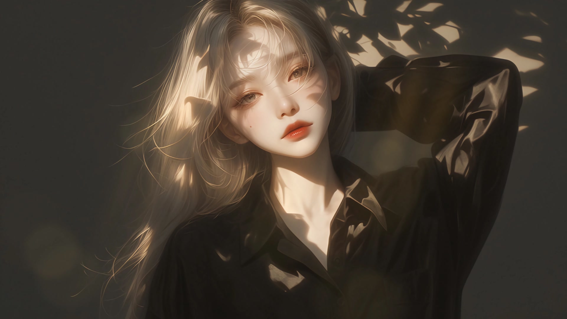 光影下的精灵少女