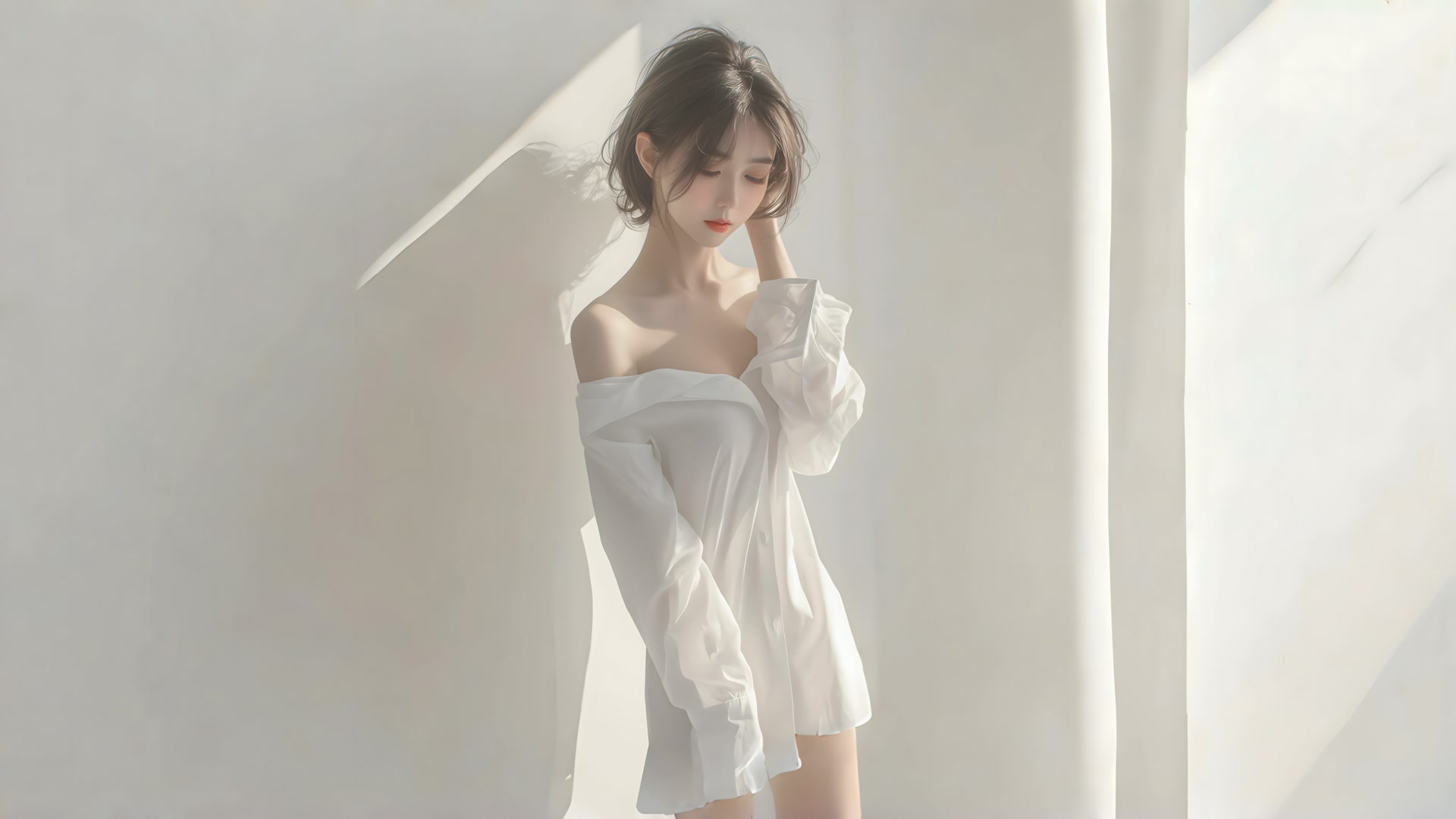 光影纯白少女