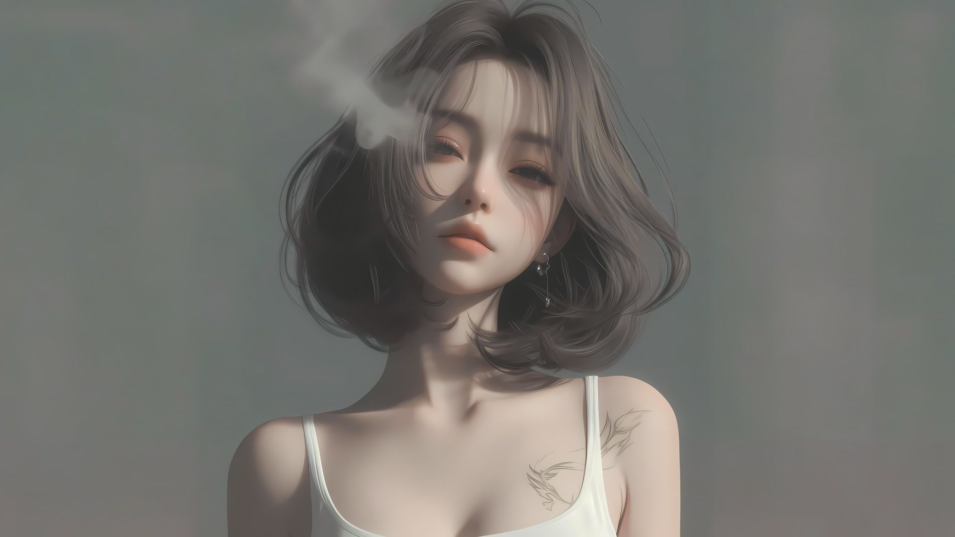 少女轻烟缭绕