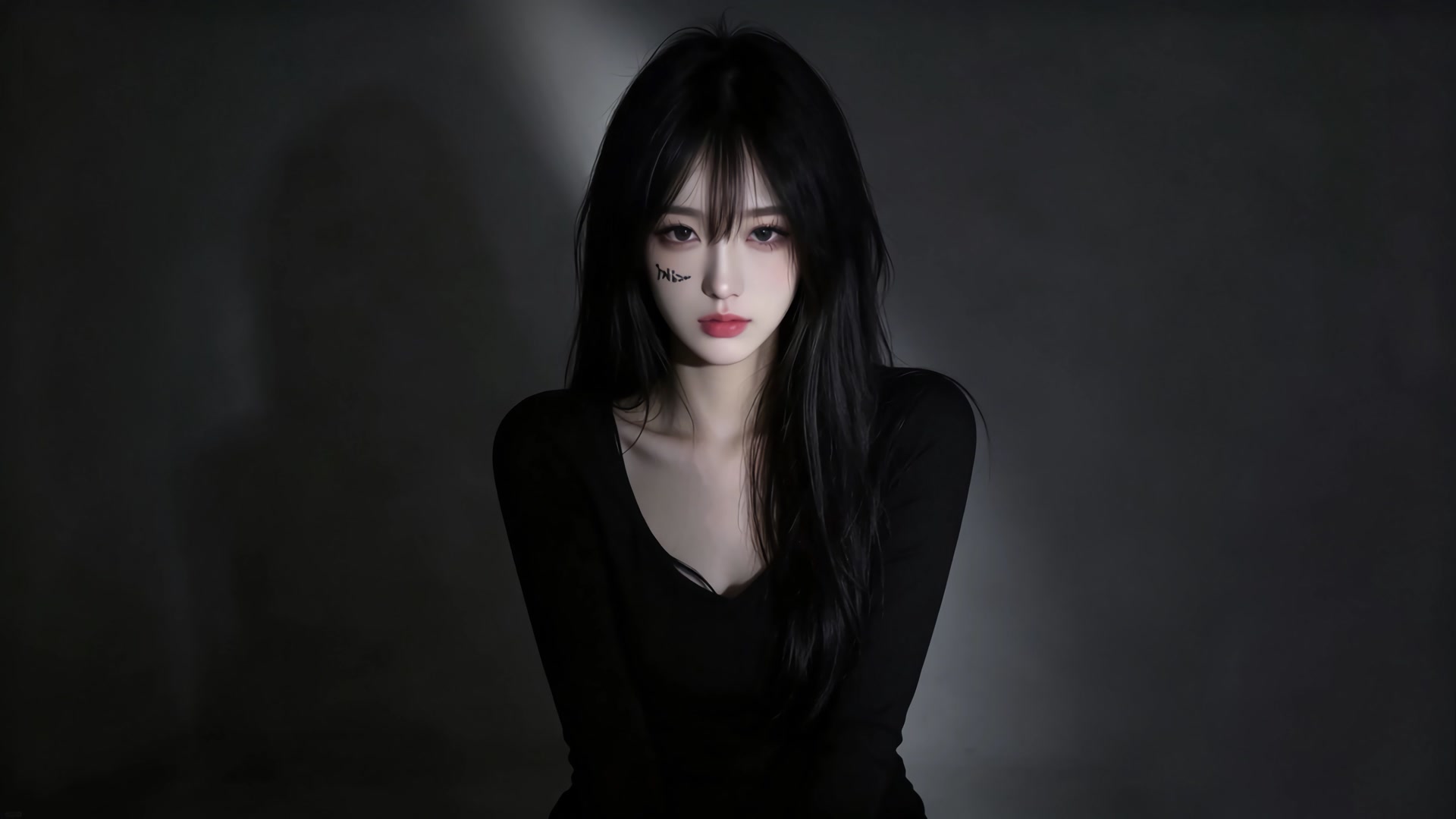 暗夜红唇少女