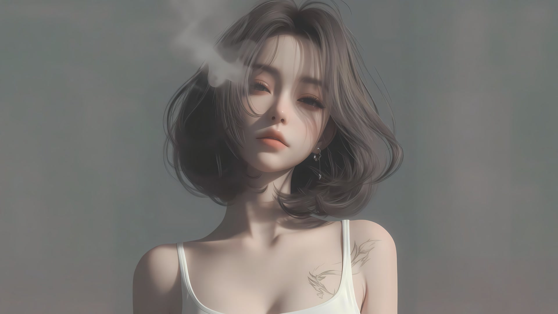 烟云缭绕少女