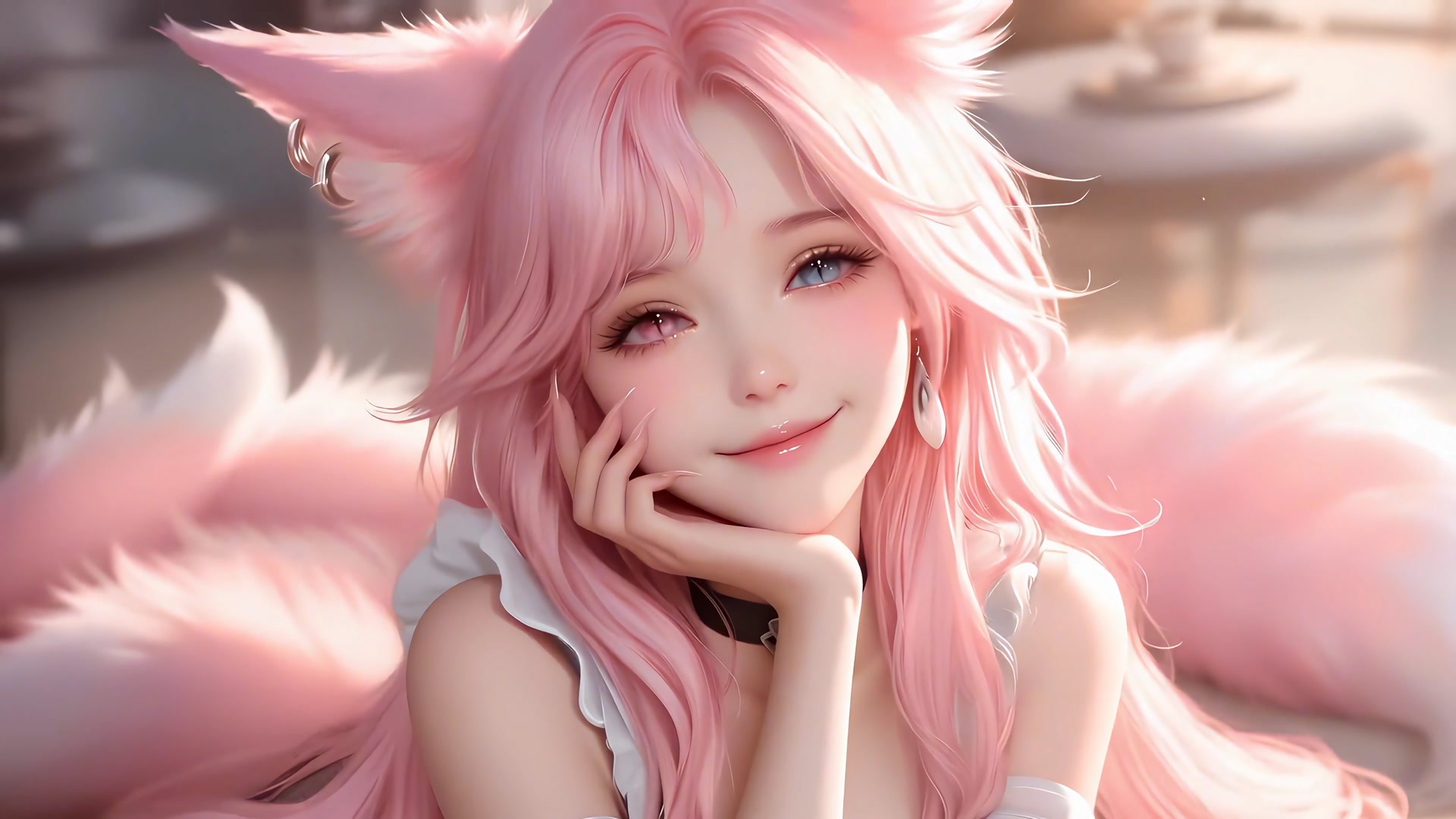 粉发狐耳少女