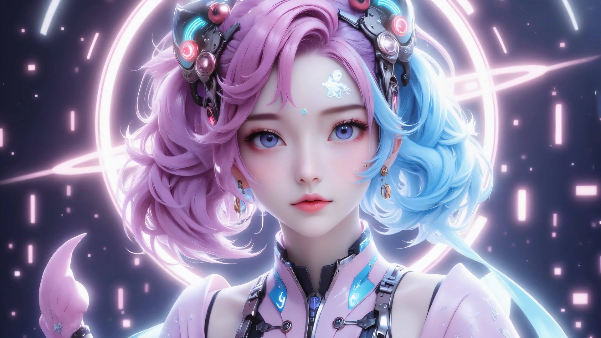 粉蓝双发少女