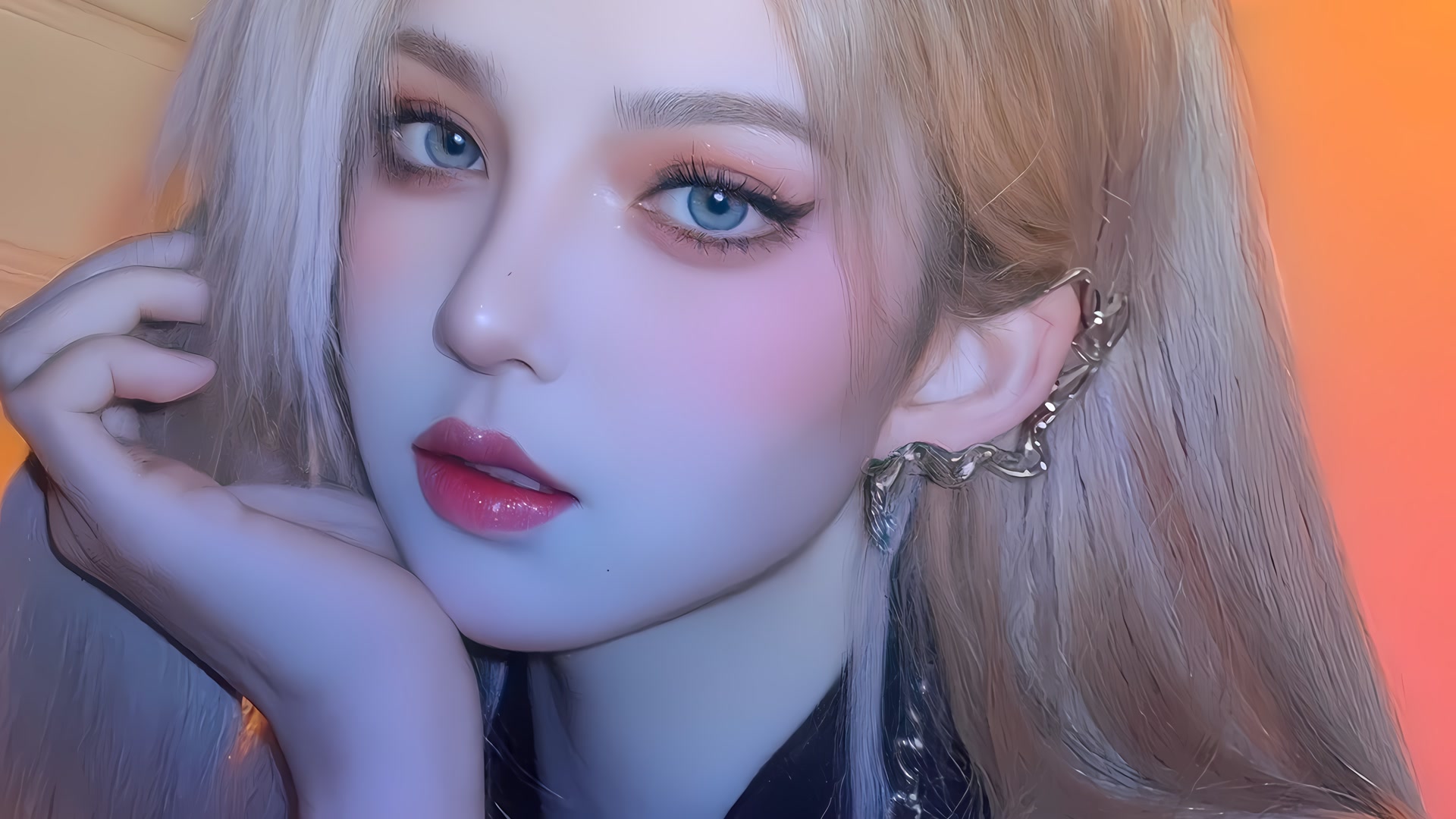 蓝眸少女耳环