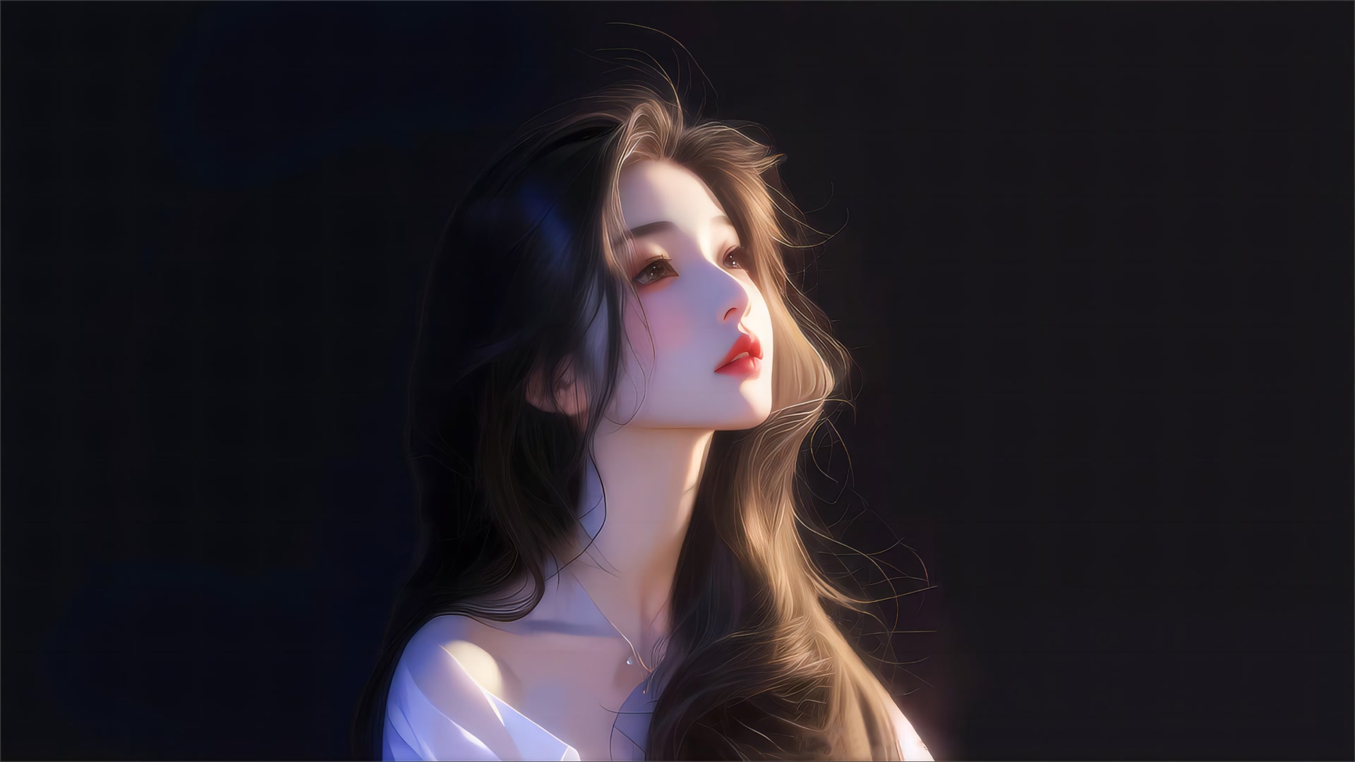 逆光下的少女