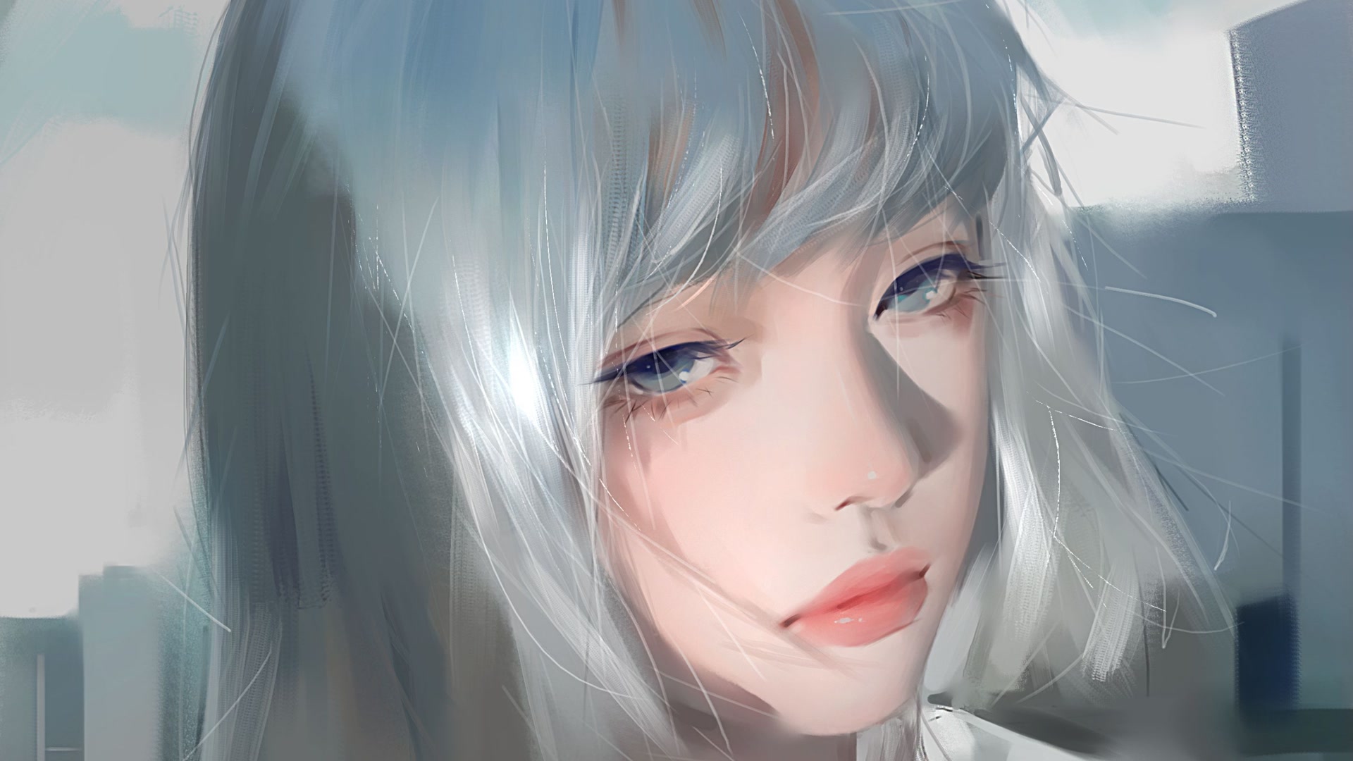 银发少女插画