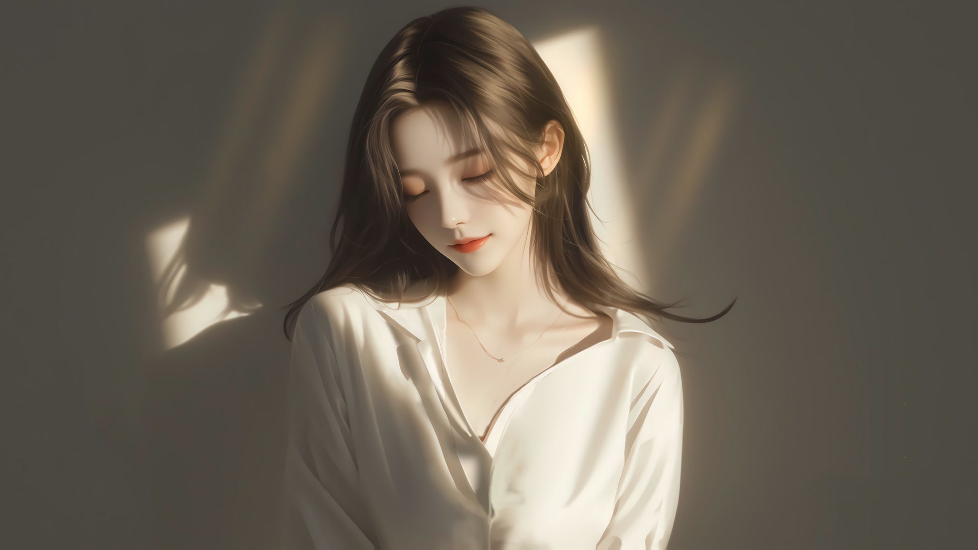 闭目温柔少女