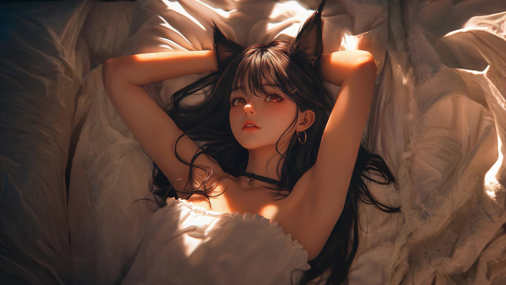 阳光下的猫耳少女