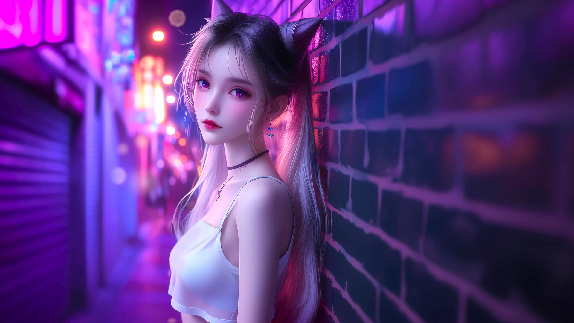霓虹夜色少女