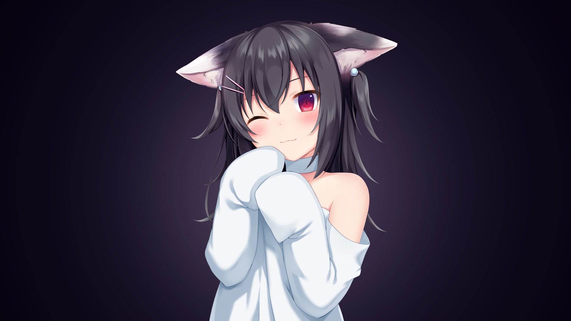 黑发少女猫耳
