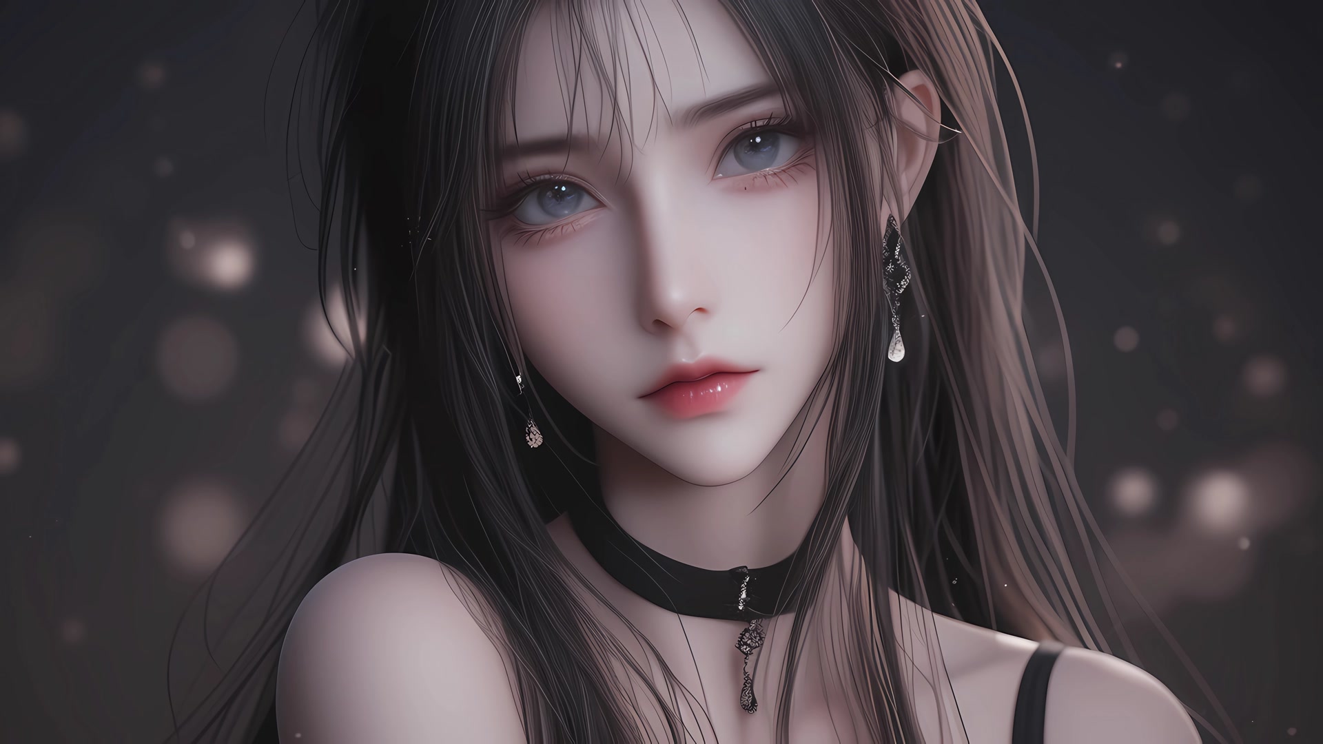 黑眸红唇少女