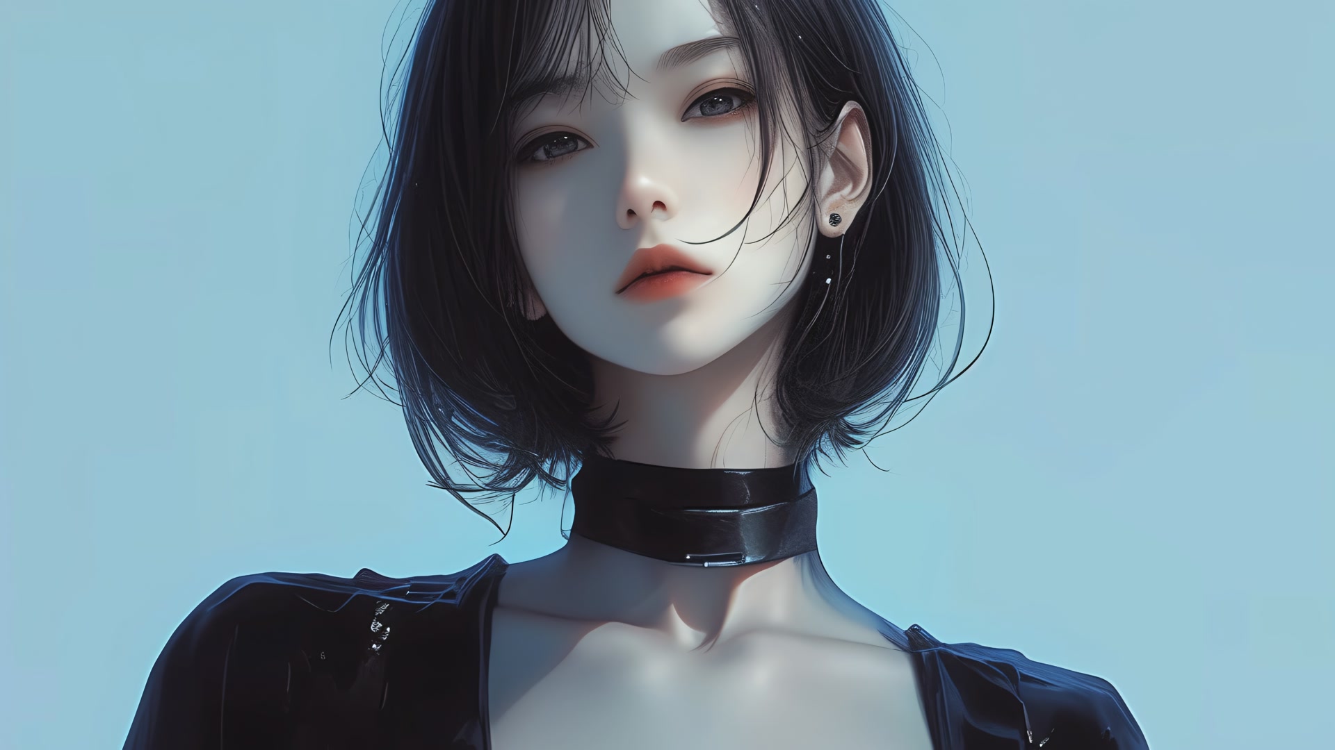 黑颈少女凝视