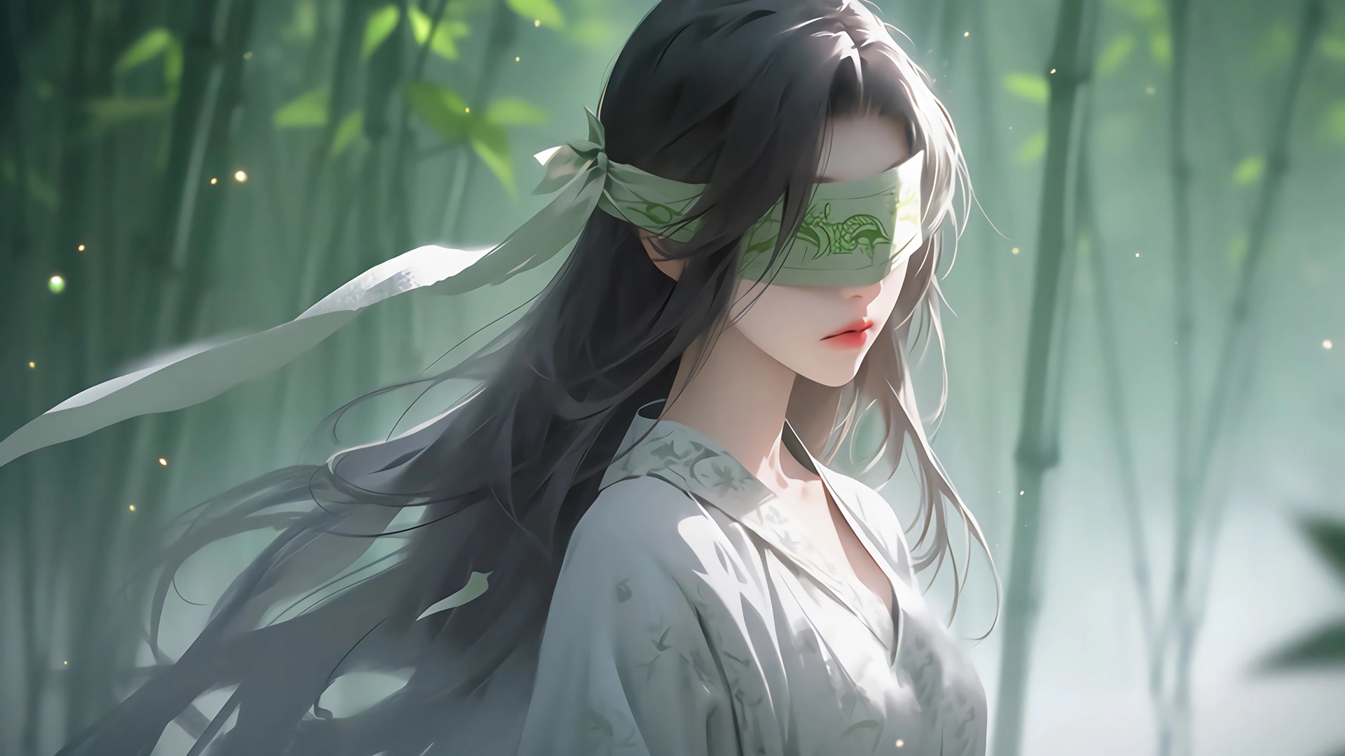 竹林绿眼少女