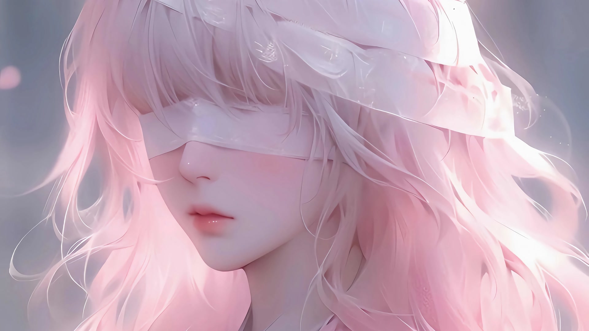 粉发少女蒙眼