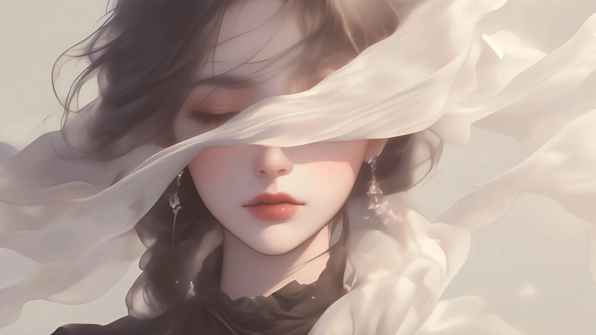 轻纱遮面少女