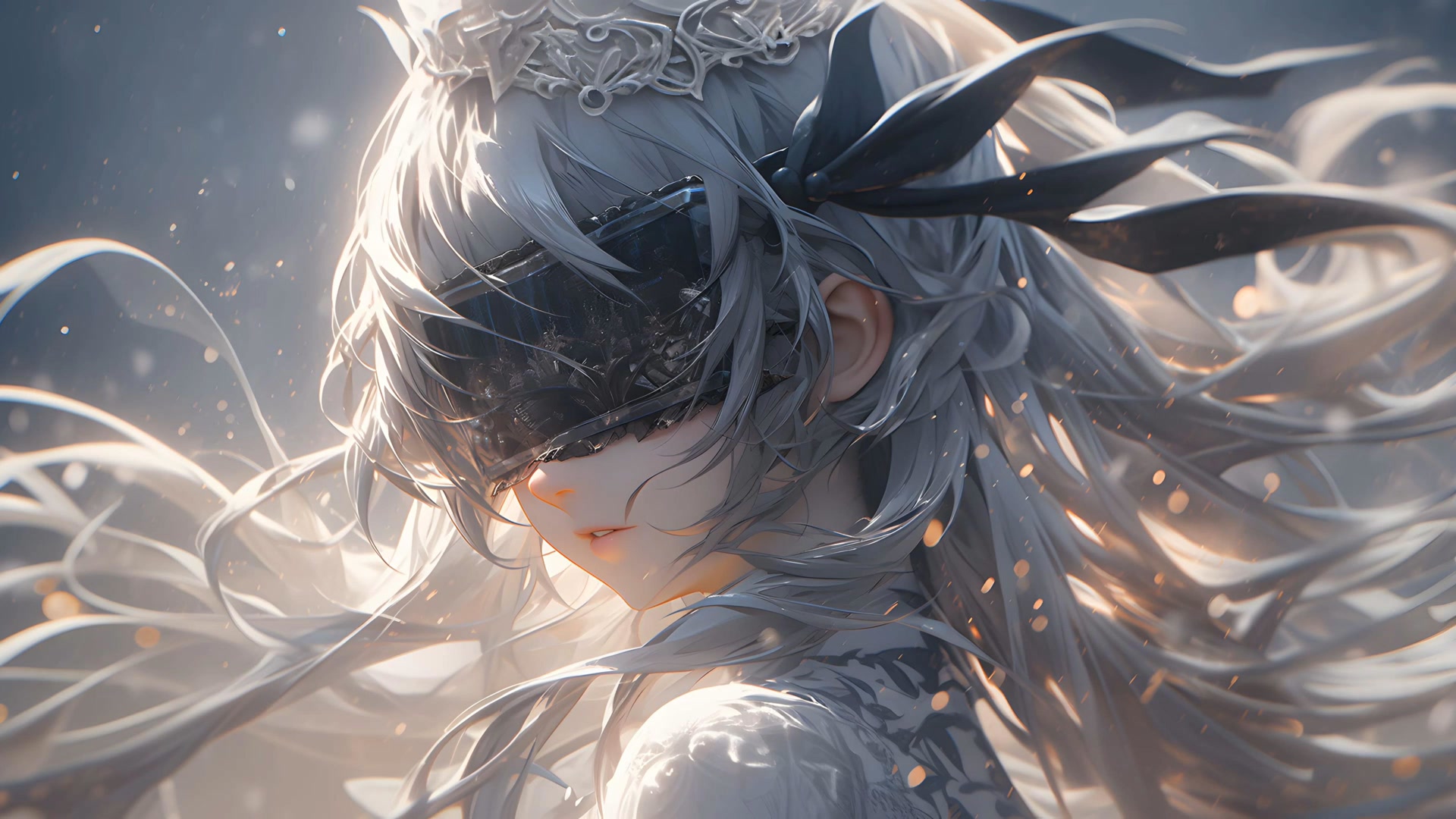 银发眼罩少女
