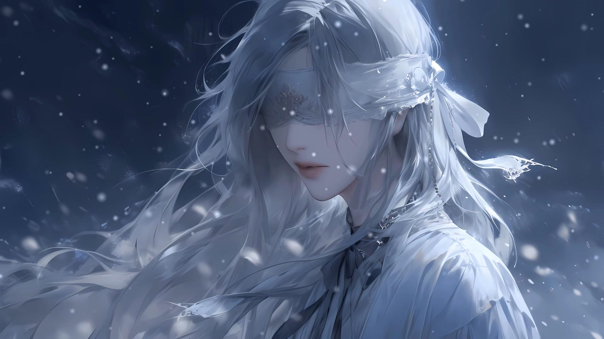 雪夜蒙眼少女