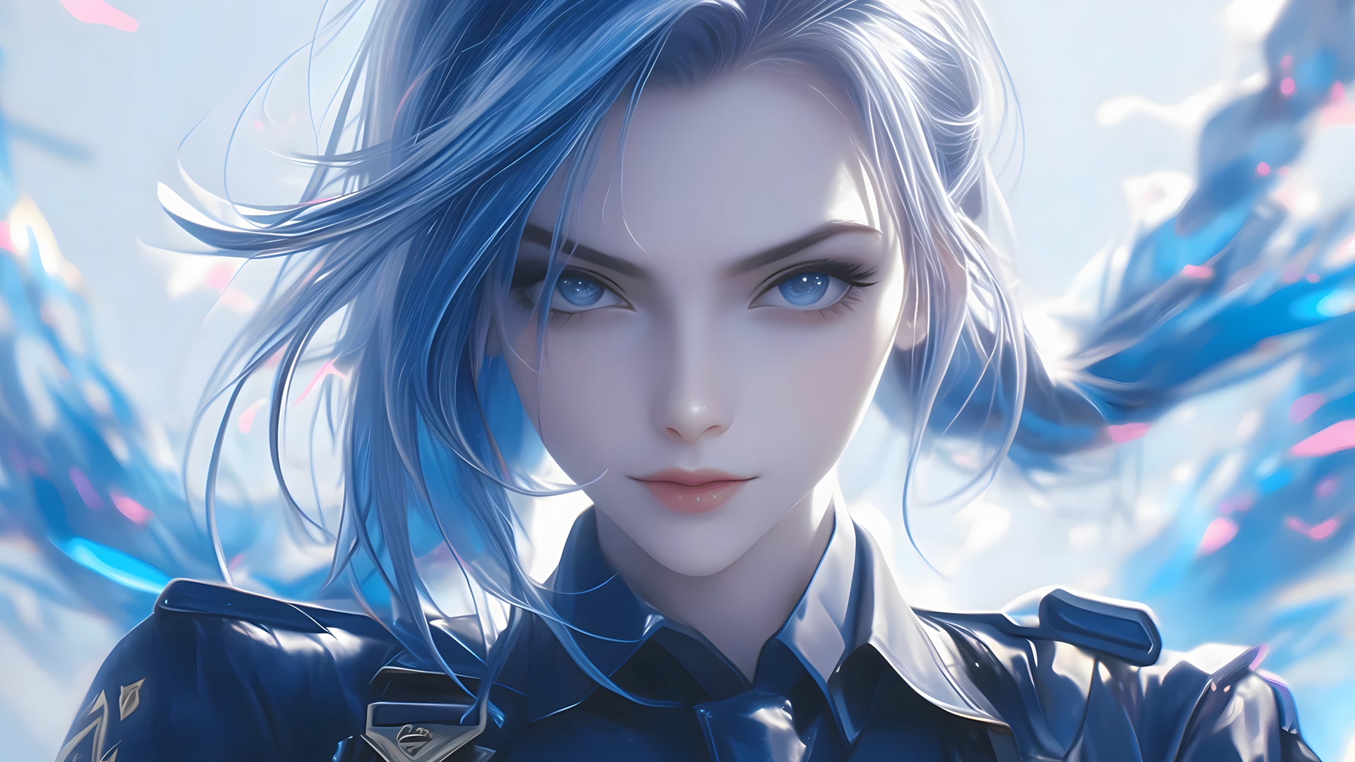 冷艳蓝发少女