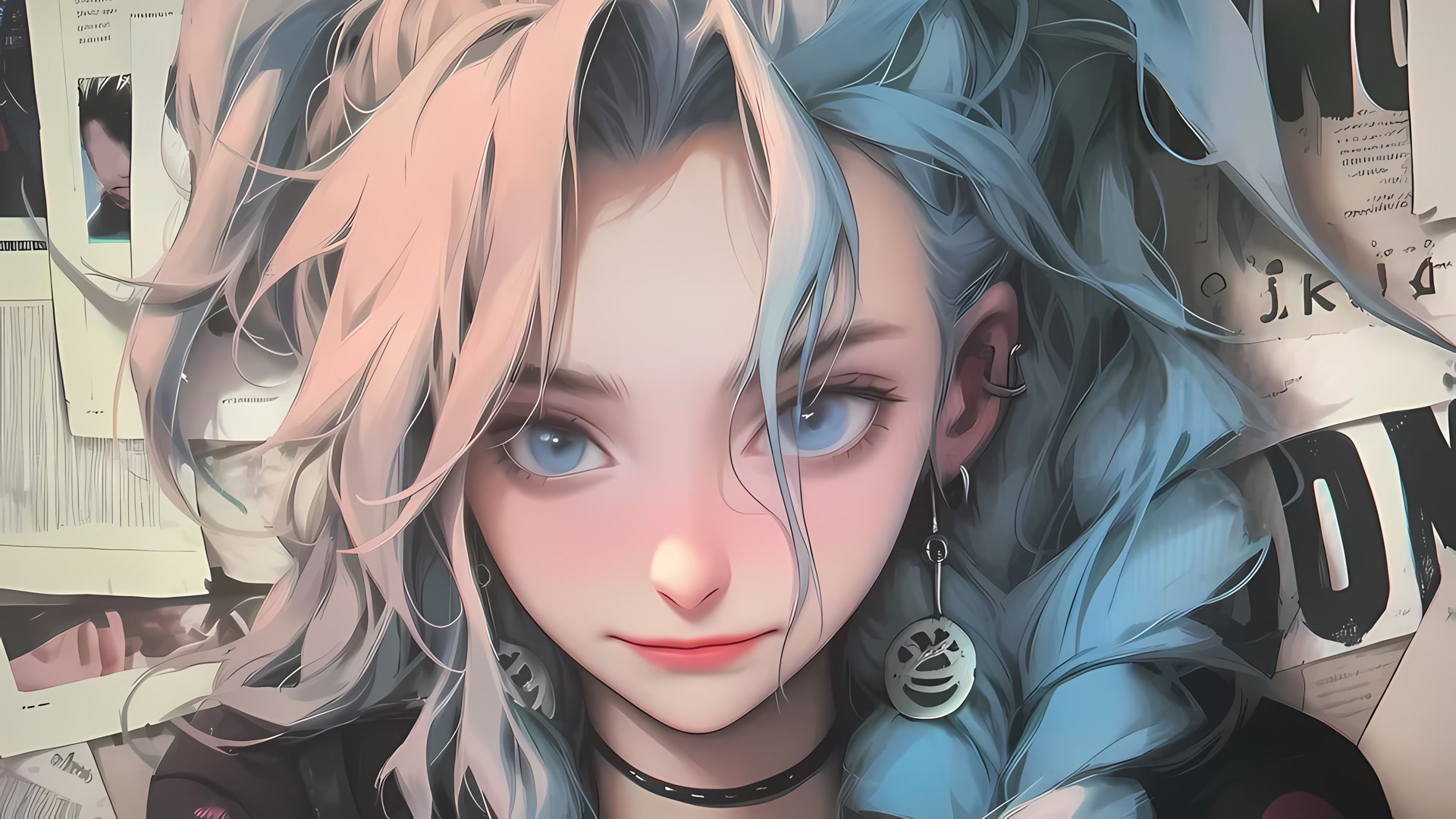 蓝发蓝眼少女
