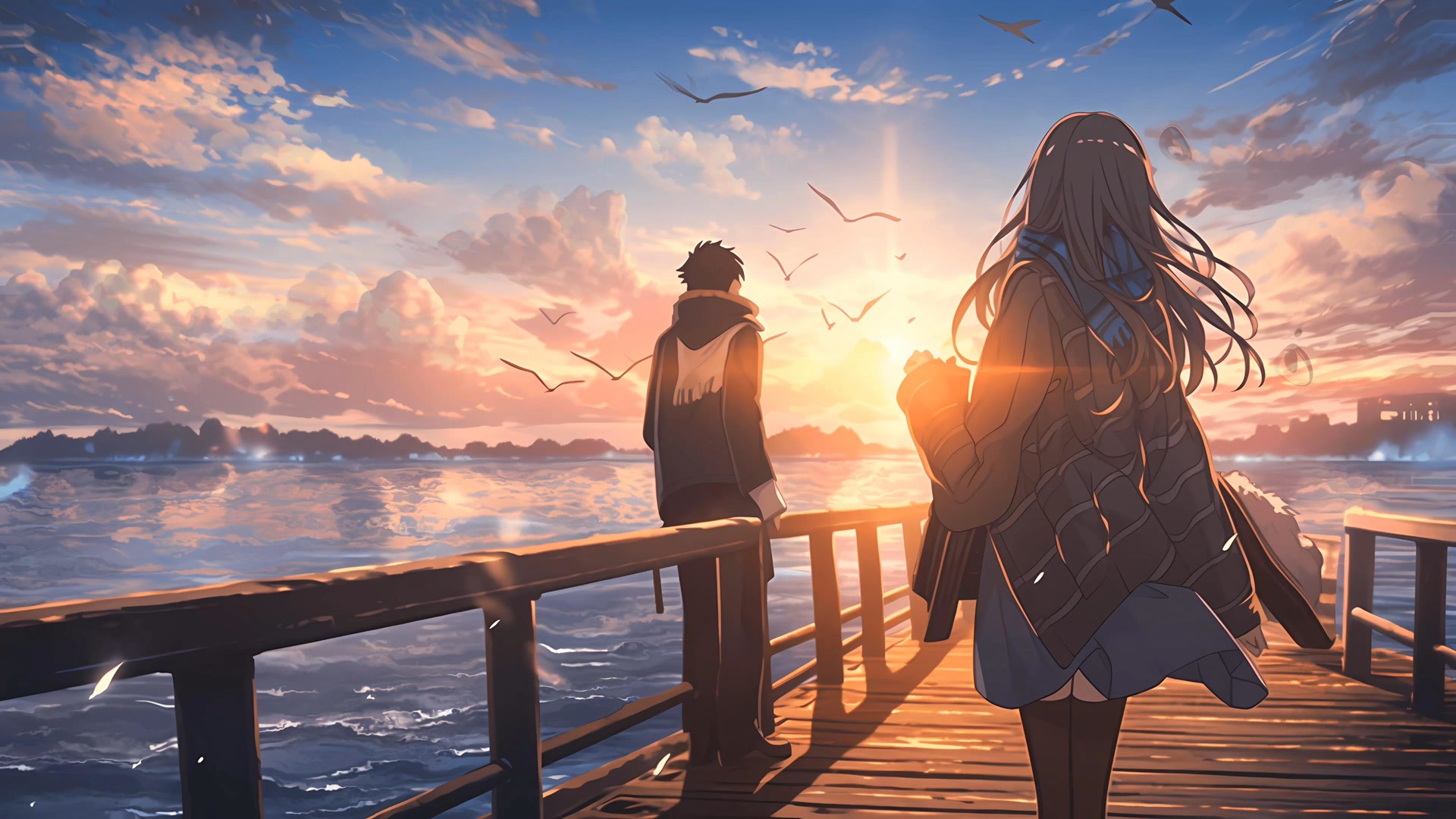 夕阳下的海风