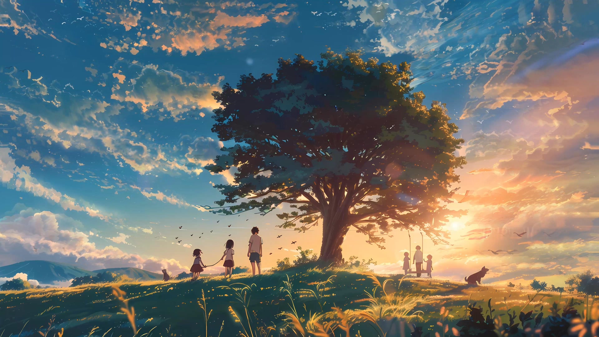 夕阳下的草地
