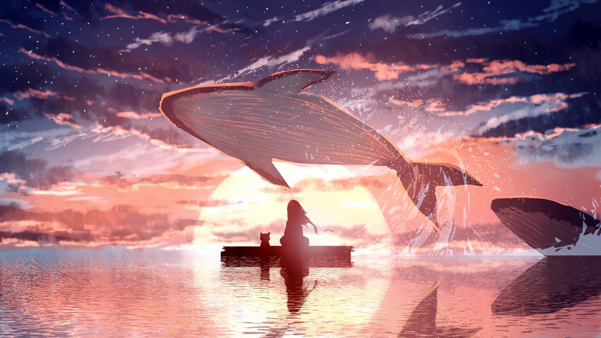 少女与鲸夕阳